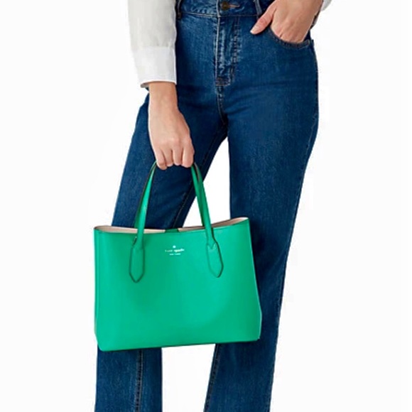 ❌SOLD❌ NWTs Kate Spade Leather Harper Satchel Fall Crossbody Bag Purse Snow Pea - Picture 2 of 15